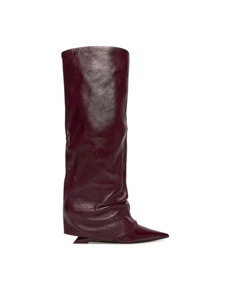 Шкіряні чоботи Naked Wolfe Stated на шпильці Stated.Burgundy бордовий