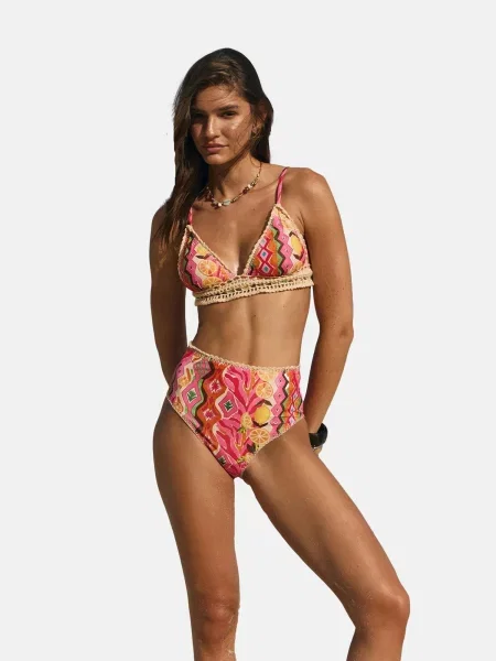 Friends Like These Costum de baie două piese / maro coniac / verde / roz bej