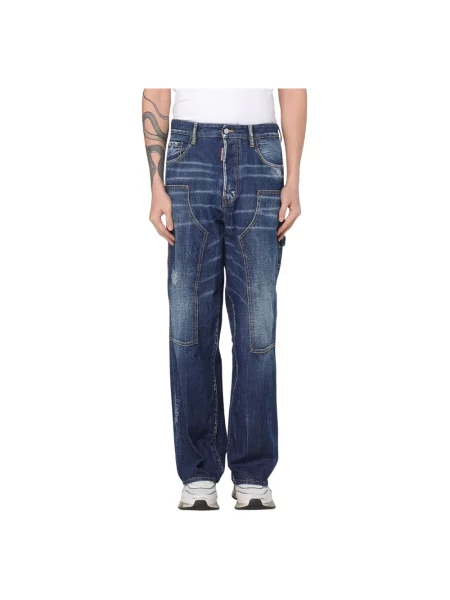 Szerokie jeansy Dsquared2 niebieskie