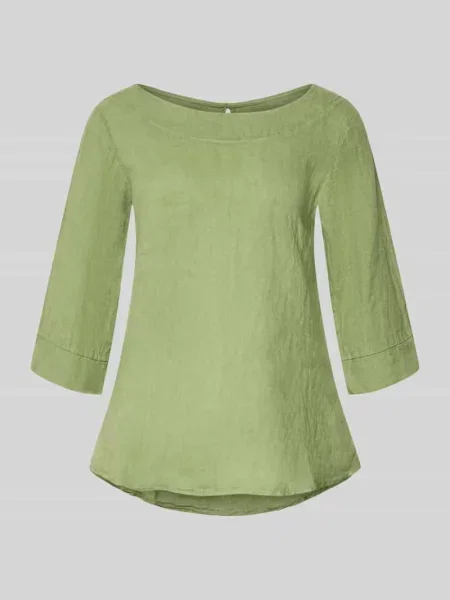 Bluzka lniana z rękawem o kroju regular fit model Zabaione