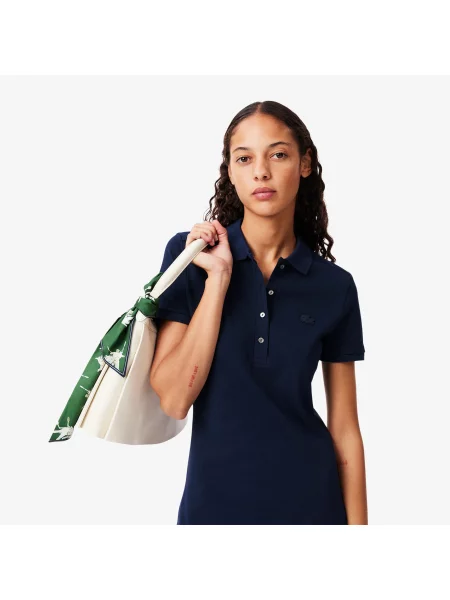 Lacoste Sukienka Polo Slim Fit Stretch Mini Piqué granatowa
