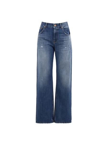 Jeansy straight leg Aspesi z 5 kieszeniami niebieskie