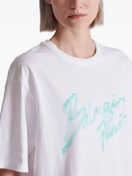 Tricou Balmain cu imagine alb