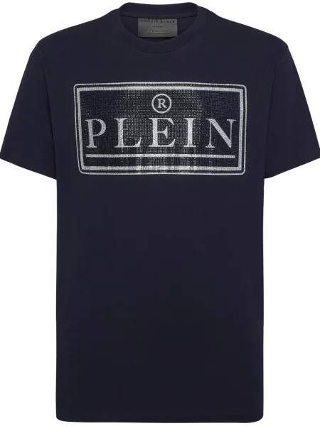 Tricou Philipp Plein cu decolteu rotund albastru