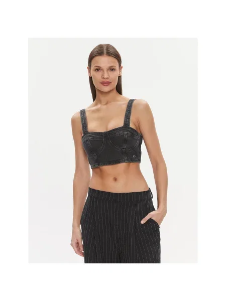 Tommy Jeans Felső Bustier Top Slim Fit fekete