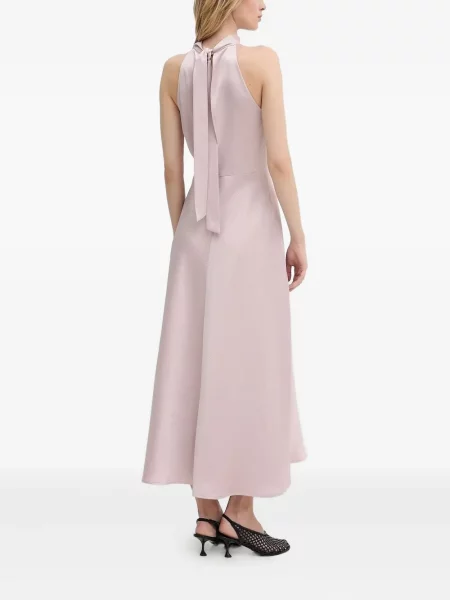 Rochie midi Samsøe Samsøe până la genunchi cu gât halter de costum roz