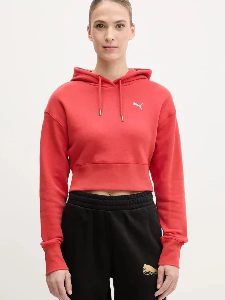 Суичър с качулка Puma с качулка червено