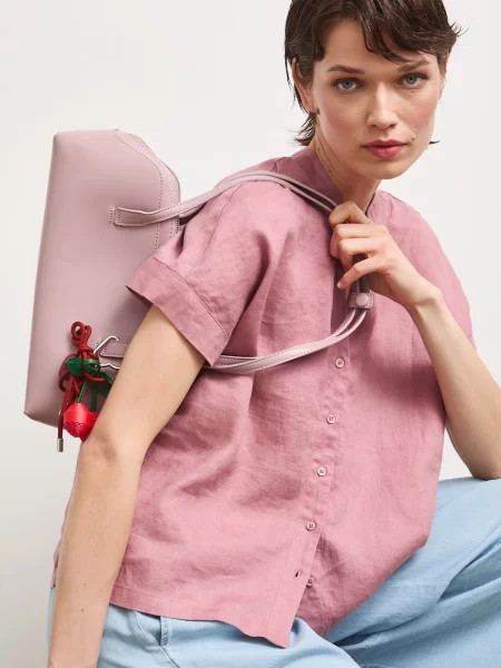 Medicine košilová halenka lněná růžová