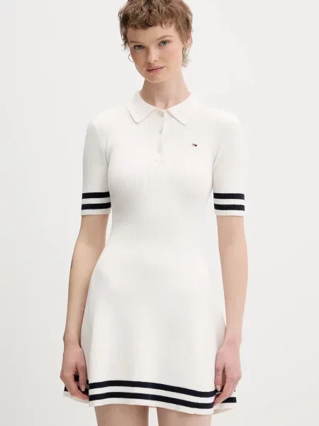 Tommy Jeans sukienka mini rozkloszowana beżowy