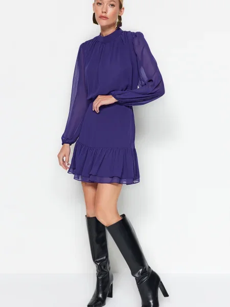 Sukienka mini Trendyol szyfonowa niebieska