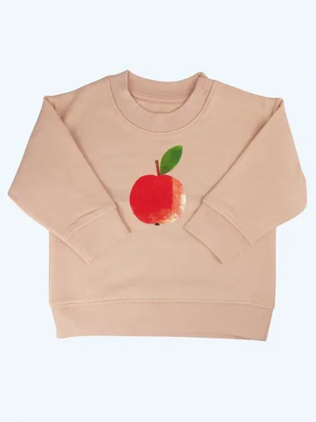 MelaDi Pulover Kinder Baby-Sweater aus Biobaumwolle Apfel pijeska