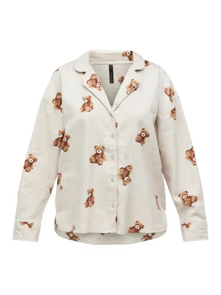 Hunkemöller Bluză de noapte maro / maro mokka / grej negru