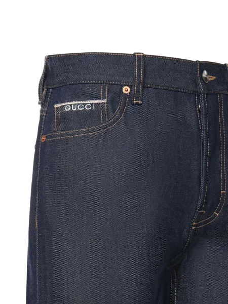 Hlače Gucci s autogramom plava