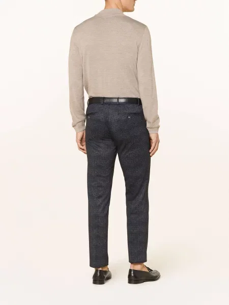 Paul Oblekové Kalhoty Slim Fit Z Žerzeje navy/brown hnědé