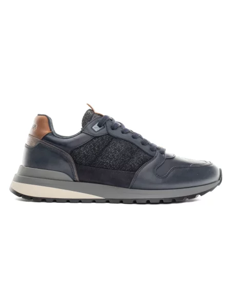 Sneakersy Ambitious skórzane typu teddy niebieskie