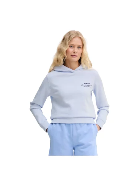 Bluza z kapturem Gant z kapturem z nadrukiem niebieska