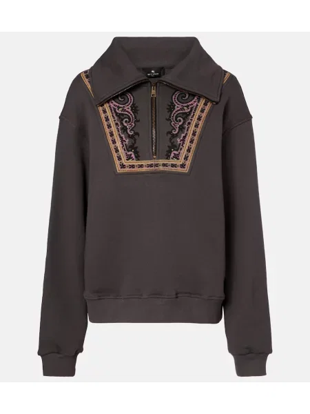 Hanorac Etro cu imagine de jumătate de fermoar gri