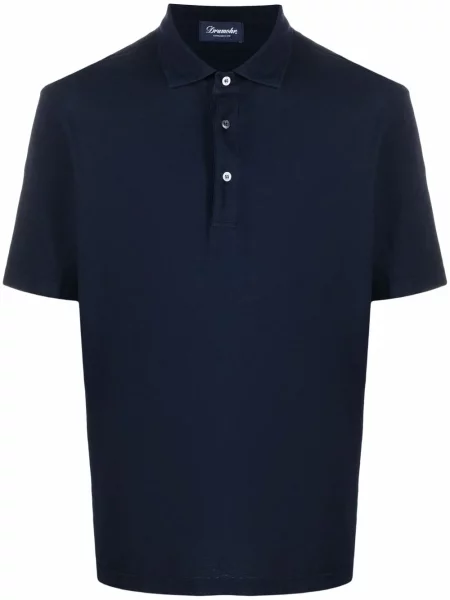 Tricou polo Drumohr tricotate albastru