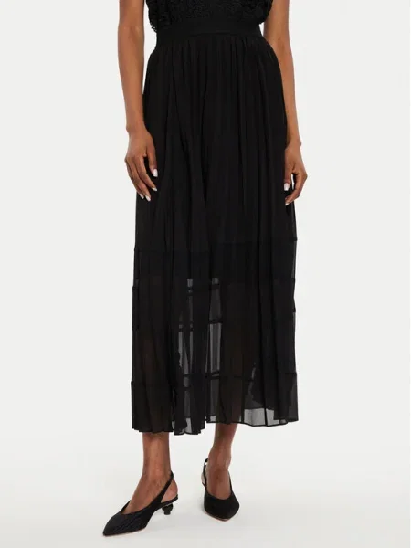 Fusta plisata Morgan plisată până la genunchi negru