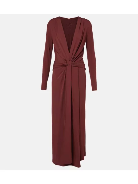 Jersey maksi obleka Johanna Ortiz z draperijo rjava