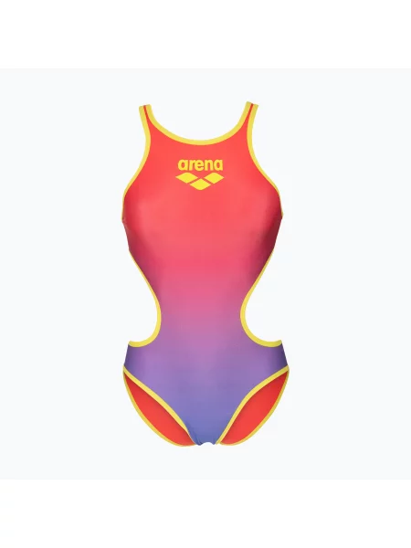 Costum de baie întreg pentru femei arena One Shaded Print Tech One Back bright coral royal multi/soft green verde