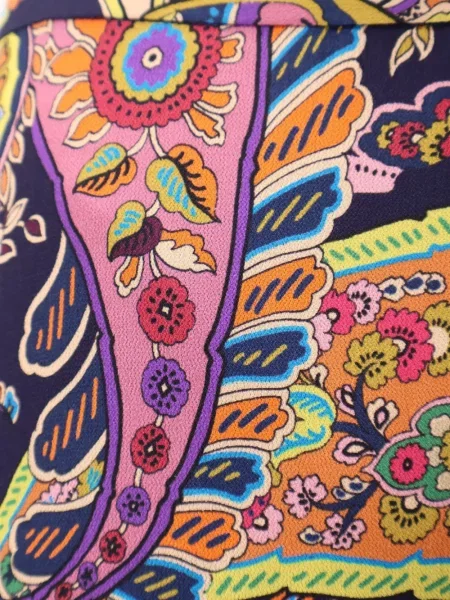 Fustă Etro cu volane cu model paisley albastru