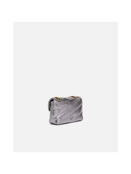 Torebka crossbody Pinko skórzana szara