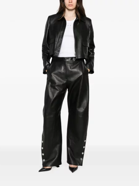 Pantaloni Sportmax din piele negru