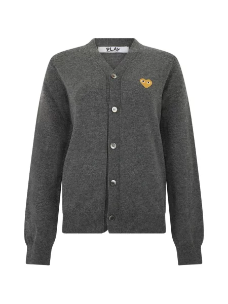 Cardigan Comme Des Garcons Play cu decolteu în V cu motiv cu inimi gri
