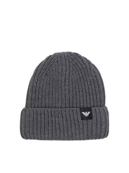 Czapka Emporio Armani wełniana w paski szara