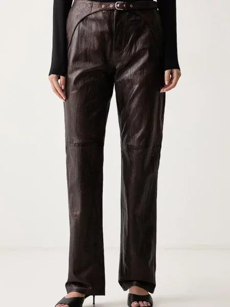 Max&Co. pantaloni pentru femei din piele MCLQUASAR maro