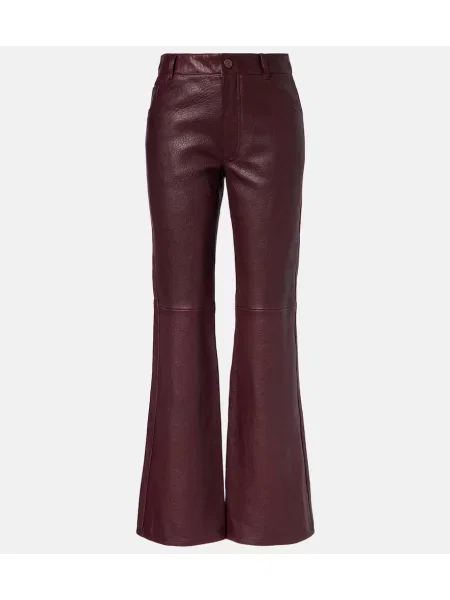 Pantaloni Chloé din piele bordo