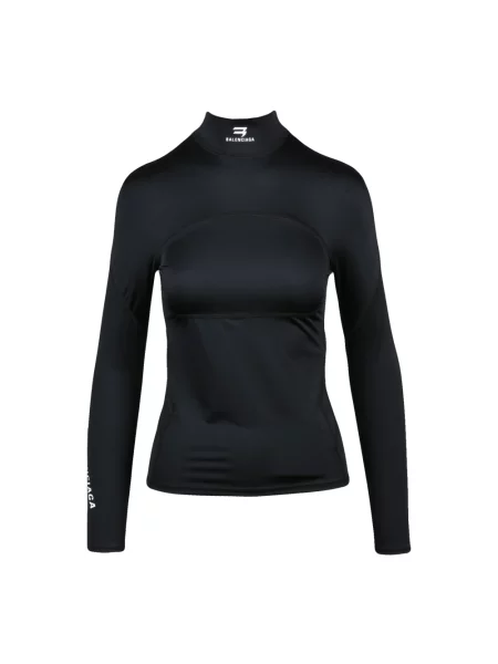 Lniany top Balenciaga czarny