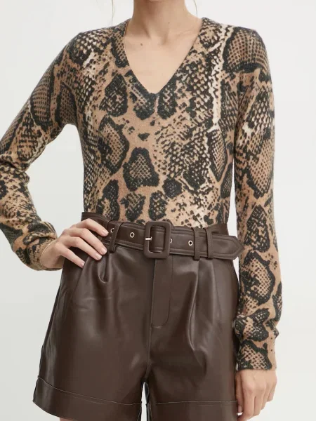 Morgan szorty SHOANE gładkie high waist SHOANE brązowy