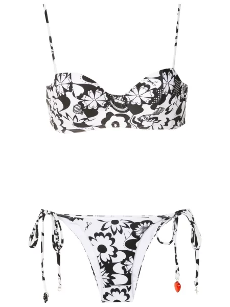 Bikini Amir Slama cu model floral cu imagine negru