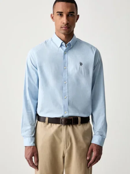 U.S. Polo Assn. cămașă pentru bărbați din STRETCH COTTON POPLIN albastru