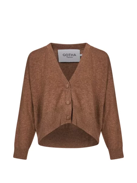 Decupat cardigan Gotha cu franjuri maro