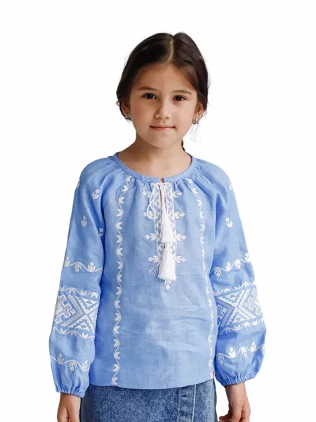 Детская рубашка Folk Moda голубая