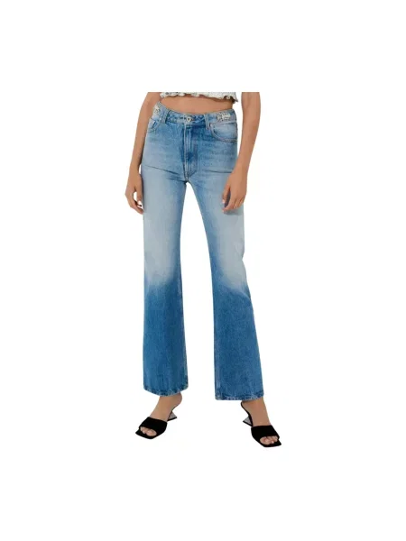 Jeansy dzwony Paco Rabanne z wysoką talią niebieskie