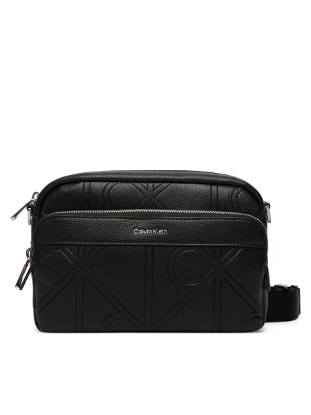 Calvin Klein Ľadvinka Emblem Aop Emboss Camera Bag čierna