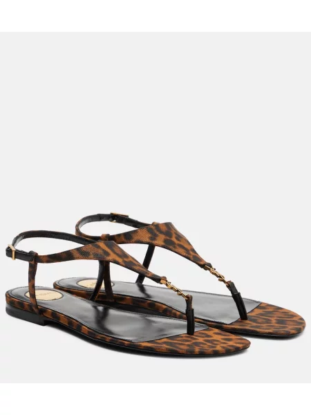 Sandale Saint Laurent cu imagine cu model leopard maro