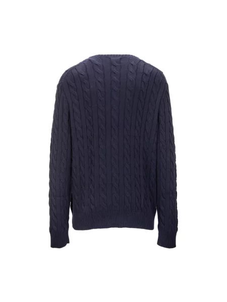Sweter z dzianiny z wyhaftowanym logo Polo Ralph Lauren niebieski