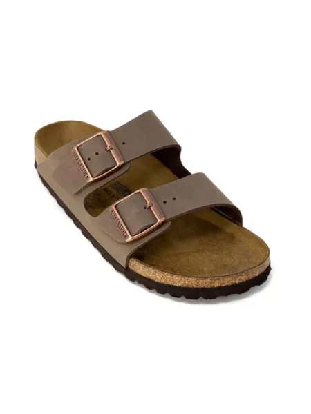 Klapki Birkenstock zamszowe brązowe