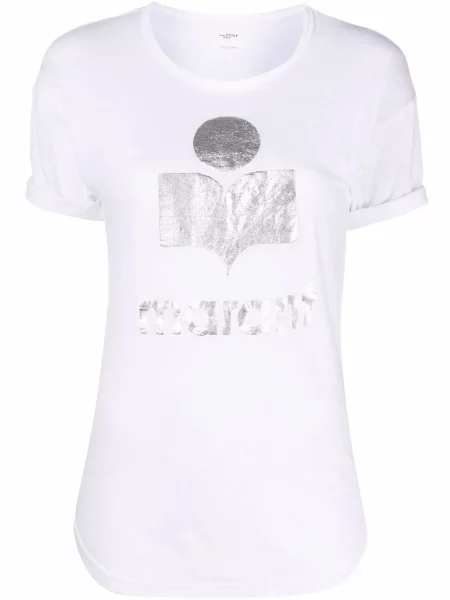Tričko Isabel Marant Etoile s potiskem bílé