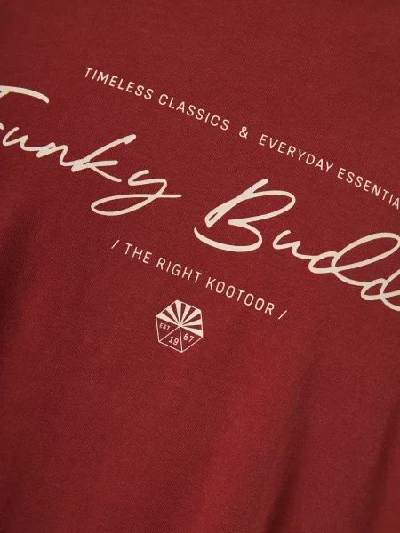 Funky Buddha Tricou roșu bordeaux alb