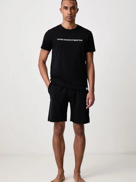 United Colors of Benetton dvojdielne pyžamo pánske s elastanom čierna