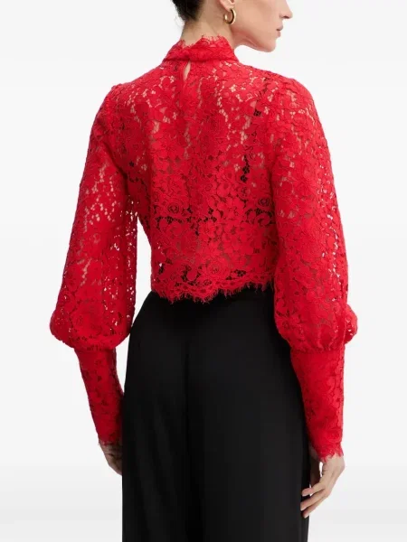 Bluză Bardot din dantelă roșu