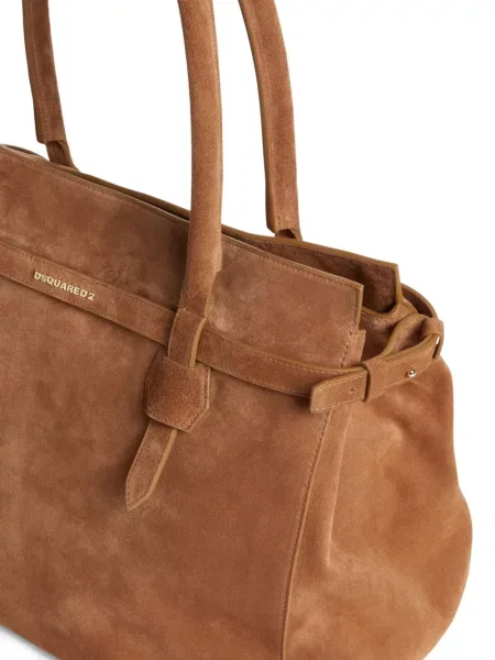Geantă Dsquared2 din piele de căprioară maro