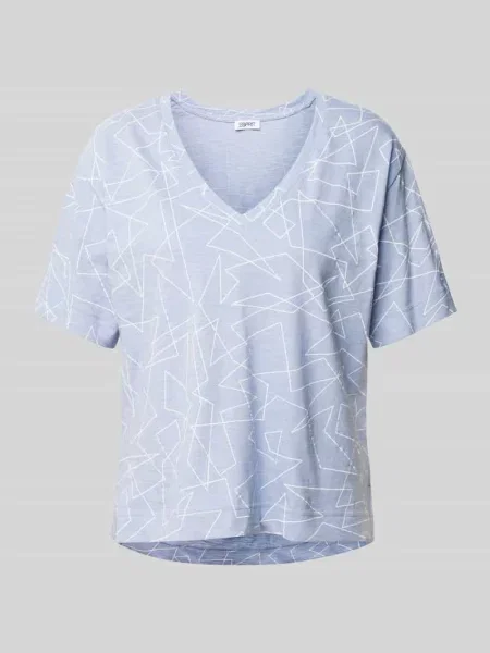 T-shirt z graficznym wzorem i dekoltem w serek Esprit