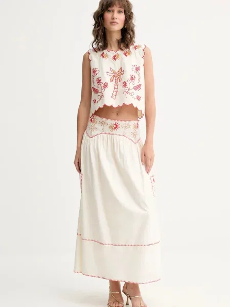 Спідниця Never Fully Dressed midi розкльошена бежевий